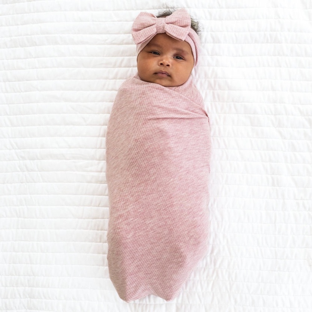 Little Sleepies Heather Mauve Swaddle Blanket & Headband Bow Set